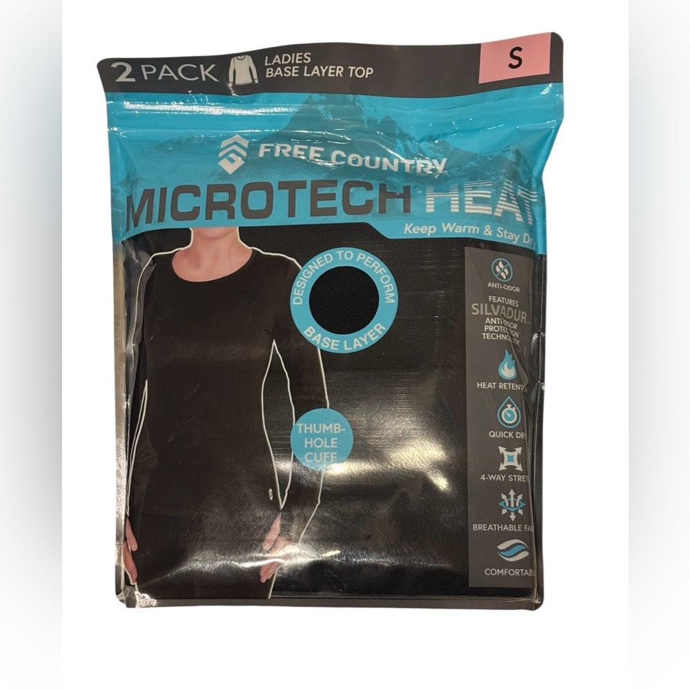 Free Country Microtech Heat Black Base Layer tops Size S Set of 2 NWT